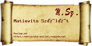 Matievits Szólát névjegykártya
